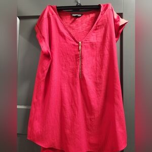 Express Red Blouse with Gold Zipper